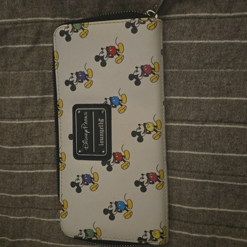 Loungefly Disney Wallet Multi-color Mickey Mouse Print Long Bi-Fold White